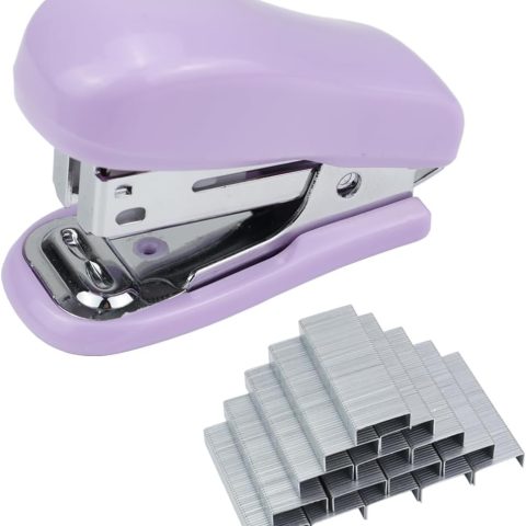 Stapler Set,20 Sheet Capacity,Includes Built-in Staple Remover and 750PCS No.12 Staples,Small Cute Stapler for Office and School Supplies (Purple)