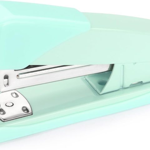 Green Office Desktop Stapler, 80 Staples, 20 Sheet Capacity, Vibrant Style