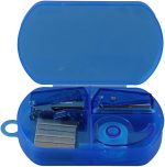 Blue Mini Office Supply Set Mini Portable Case,Include Mini Stapler,Tape Dispenser,Hole Puncher,Staples, for Office, Home, Gifts