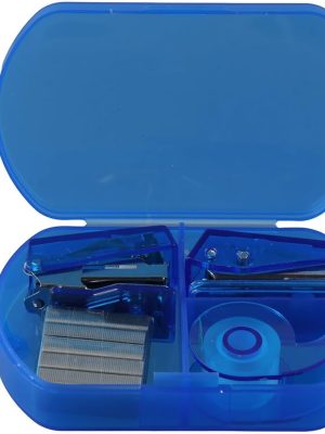 Blue Mini Office Supply Set Mini Portable Case,Include Mini Stapler,Tape Dispenser,Hole Puncher,Staples, for Office, Home, Gifts