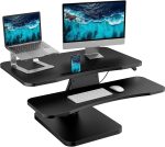 32 Inch Height Adjustable Standing Desk Converter, Sit to Stand Up Desk Riser with Wide Keyboard Tray for Home Office, Dual Monitor and Laptop standing desk topper , Black