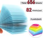 Lined Sticky Notes 3x3 in Bright Ruled Stickies Colorful Super Sticking Power Memo Pads, 82 Sheets/pad, 8 Pads/Pack