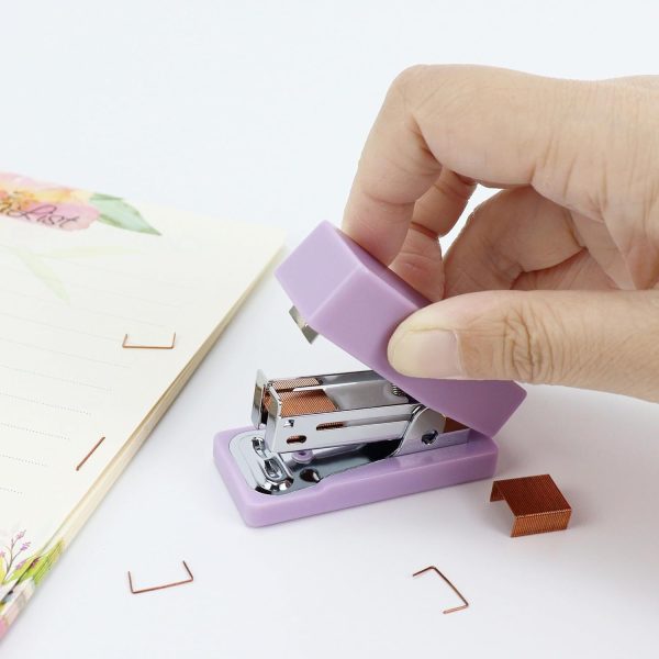 Purple Mini Stapler Small Cute Office Stapler for Desk 24/6 N 12 Sheets Capacity Effortless Desktop Staplers Standard for School and Desk Supplies