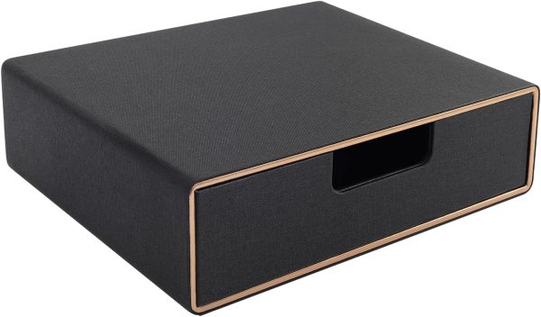 Stackable Organizer Drawer Leather Classic Handmade,Organize Home Office Desk Accessories and Sort Letter-Size Paper/a4 Document,Desk Caddy with Drawers Storage Box ,13.1x10x3.7inches,Black