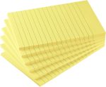 6 Pads Lined Sticky Notes with Lines 4x6 Self-Stick Notes Bright Color Sticky Notes, 45 Sheets/Pad (Yellow)